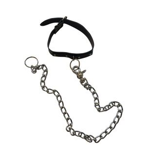 Black Adjustable Choker With Silver Long Chain | Hot Topic Y2K | Alternative